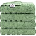 American Soft Linen Luxury 4 Piece Bath Towel Set, 100% Cotton Turkish Bath Towels for Bathroom, 27x54 in Large Bathroom Shower Towels, Sage Green