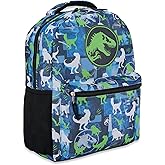 Jurassic World Nylon Allover Print Backpack - Adventure Awaits with Tyrannosaurus Rex, Velociraptor, and Triceratops on this Exciting and Vibrant Adult and Kids School Bag (Blue)