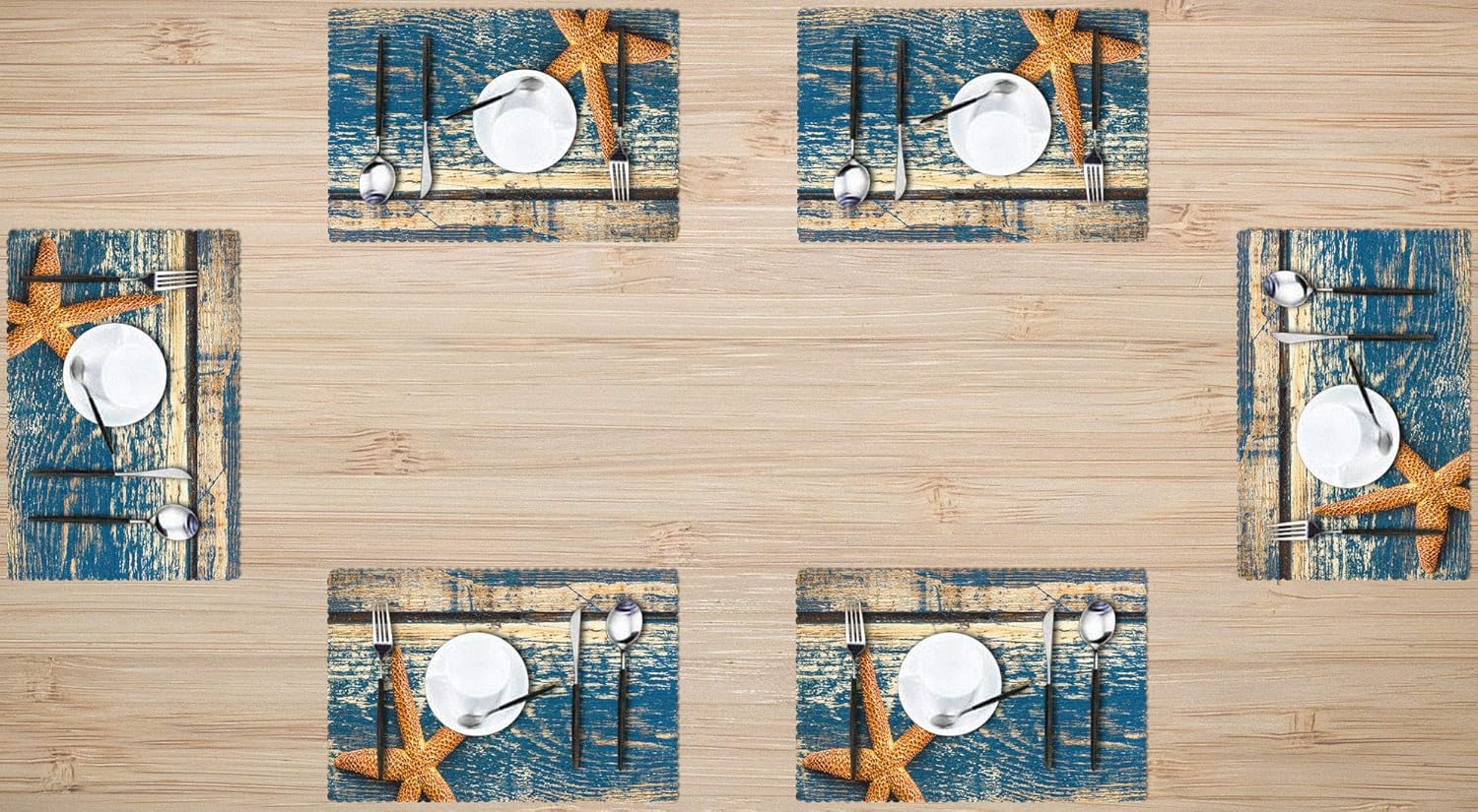 Britimes Placemats Set of 6 Washable Table Place Mats Decoration Heat Resistant Eat Mat for Kitchen Dining Decor Old Beach Wood 12 X 18 inches: Home & Kitchen