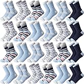 Handepo 24 Pairs Women Fuzzy Socks Bulk Winter Sleeping Slipper Socks Coral Fleece for Home Valentine Outdoor