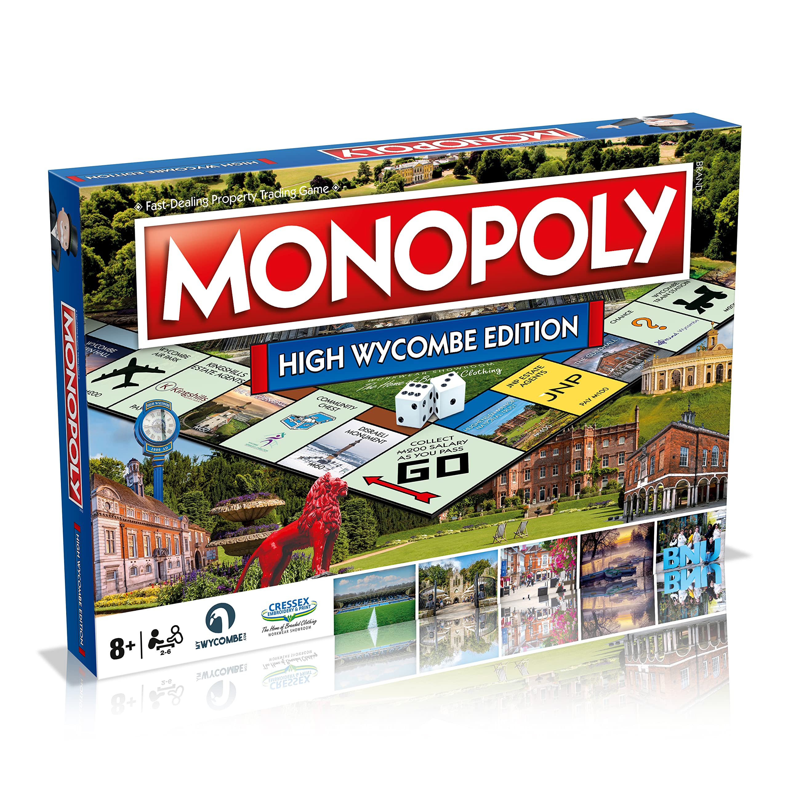 Winning Moves High Wycombe Monopoly Board Game, Advance to The Guildhall, Rye Park and Hughenden Manor National Trust, Invest in houses and hotels, 2–6 players makes a great gift for ages 8 plus