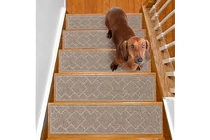 SMILOOL Non Slip Stair Treads for Wooden Steps Indoor, 15 Pack 8" x 30" Carpet Stair Treads for Wood Stairs, Machine Washable Stair Runners for Kids Elders and Pets, Beige