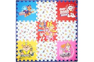 CAPELLI SPORT PAW Patrol Kids Foam Mat, Interlocking Puzzle Non Slip Exercise Play Mat Flooring Tiles, Multi, 36 x 36 Inches, 9 Tiles