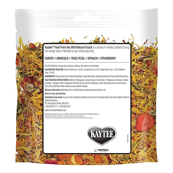 KAYTEE FOOD FROM THE WILD NATURAL SNACK FOR PET RABBITS, GUINEA PIGS AND OTHER SMALL ANIMALS, 1 OUNCE