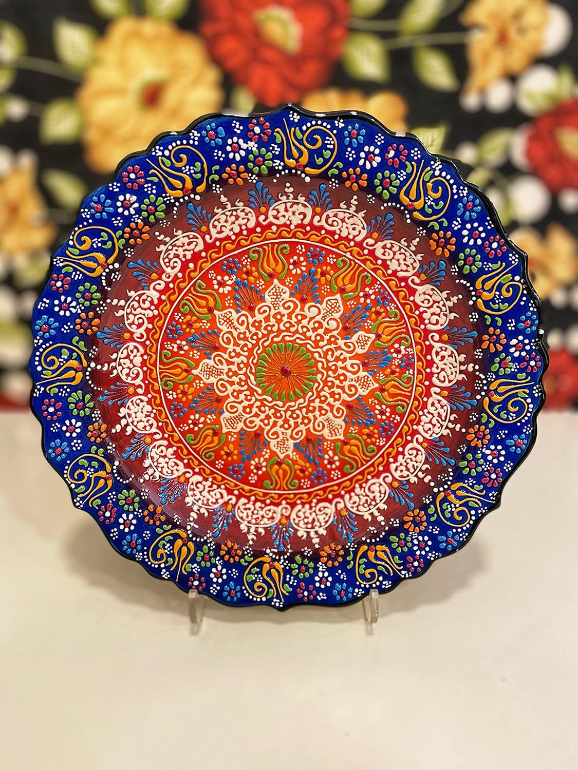 12'' Decorative Turkish Wall Plate, Colorful Wall Decor