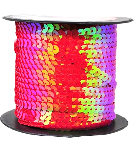 PH PandaHall 100 Yards Paillettes Piatte con Lustrini, 6mm Striscia Piatta di Paillettes Stringa Bianca di Paillettes Stringa Lucida per Cucito per Matrimonio Abito da Sirena Fascia Costume