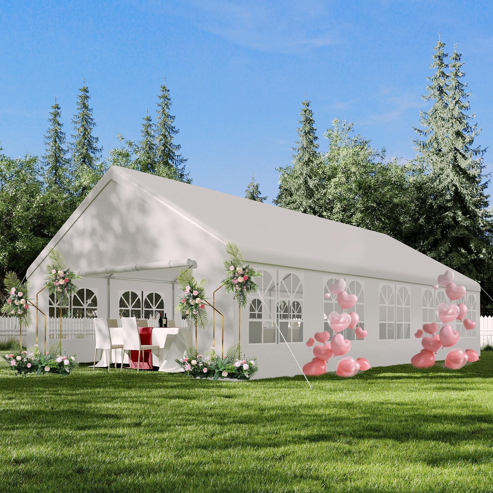 Photo 1 of ***MISSING PIECES -SELLING AS PARTS ONLY*** 20'X33' Party Tent, Outdoor Heavy Duty Wedding Gazebo, Removable Sidewalls, Water & UV Resistant, Event Shelter Canopy Tent for Parties Carport BBQ, White & Straight Edge