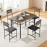 TJYGO Dining Table Set for 4, Kitchen Table and Chairs for 4 | Kitchen Table with 4 PU Leather Upholstered Dining Room Chairs for Kitchen Room and Small Spaces, Gray
