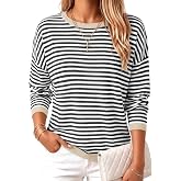 ANRABESS Sweaters for Women Striped Top Long Sleeve Shirts Fall Outfits | Color Block,Crew Neck High Low Hem,Soft Lightweight