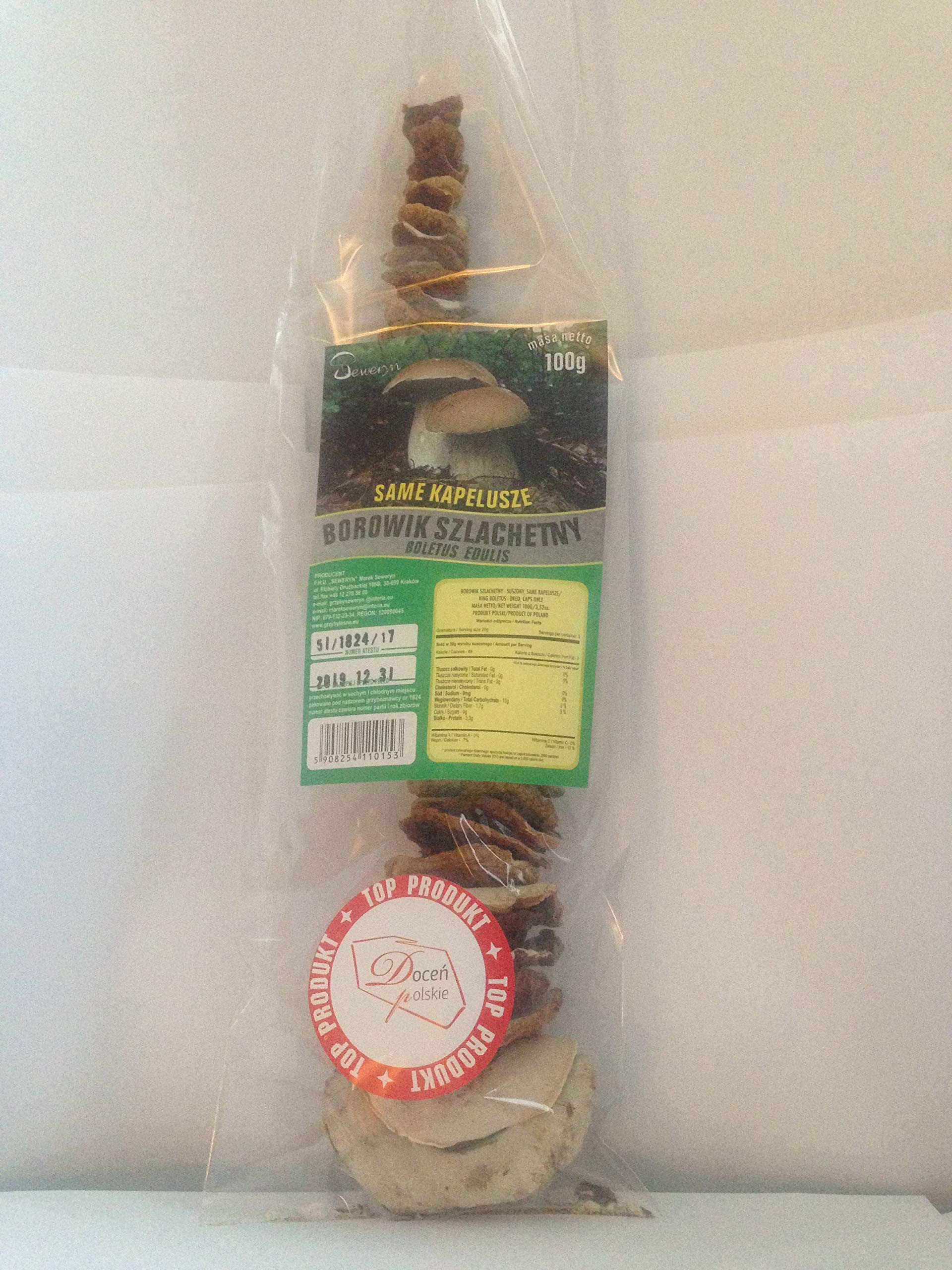 Polish Dried Bay Bolete Mushrooms (Podgrzybek), 70g Whole Caps