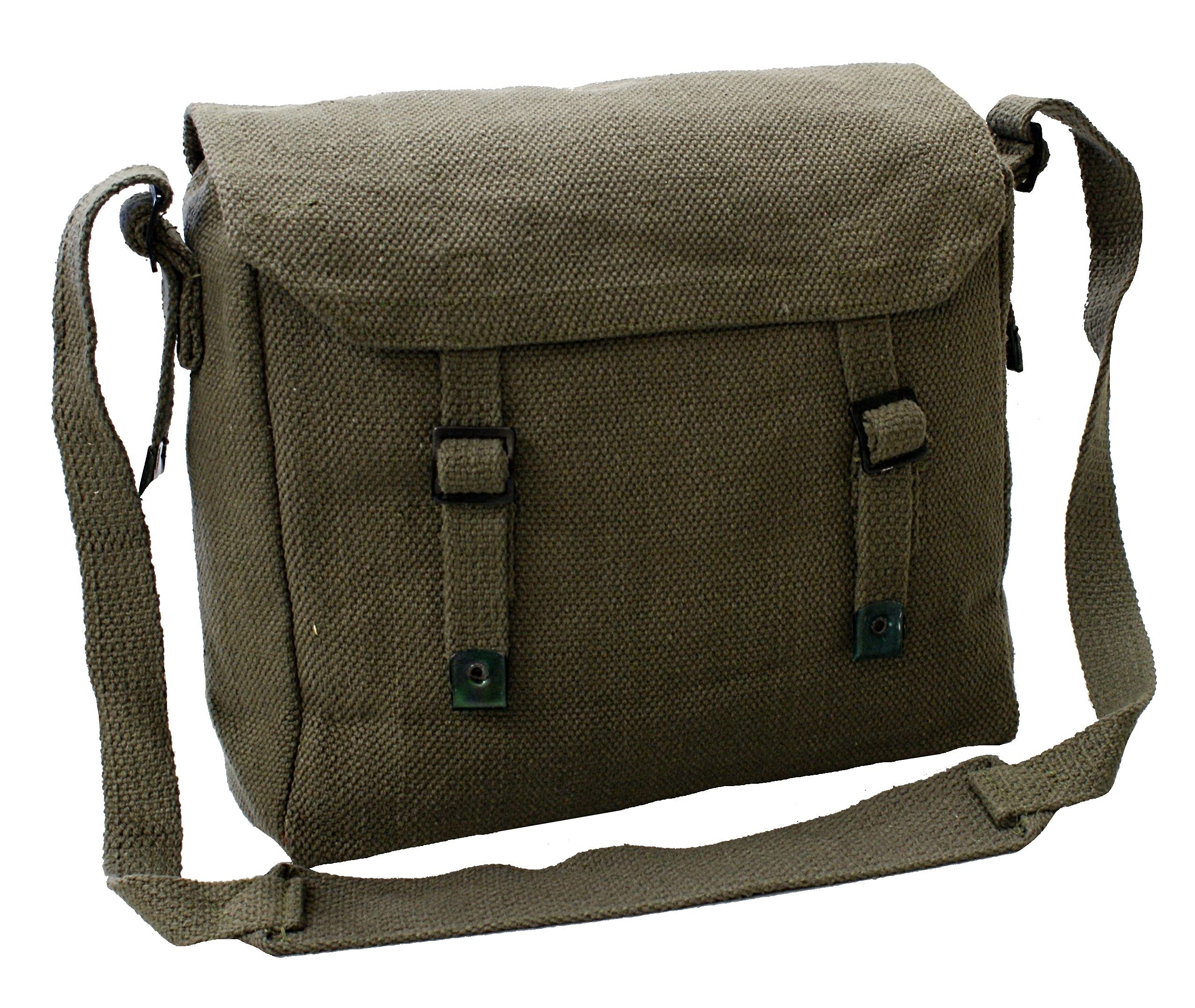 Small Canvas Webbing Messenger Bag -Olive