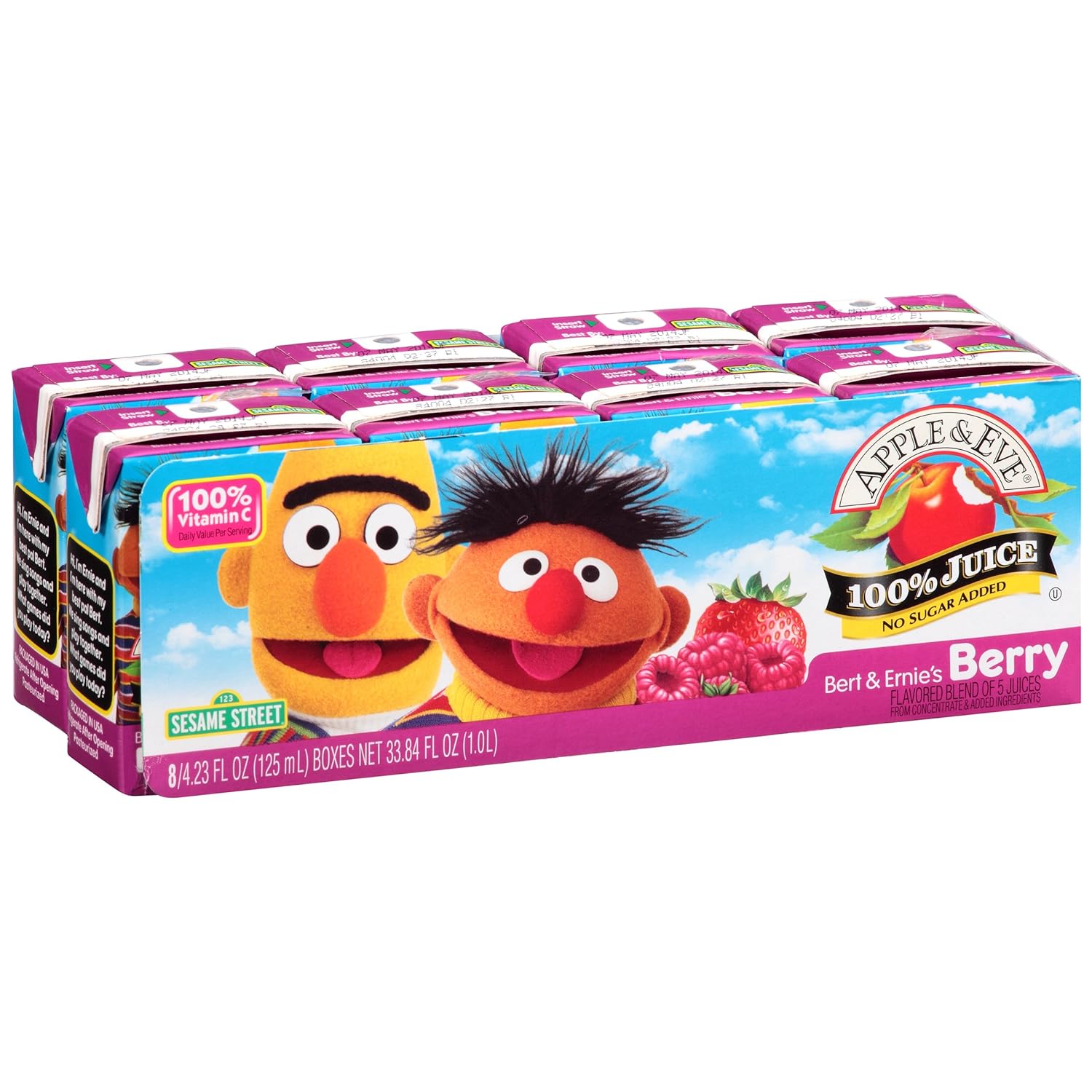 Apple & Eve Sesame Street Juice, Bert and Ernie's Berry, 4.23 Fluidoz., Pack of 8