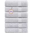 KAHAF COLLECTION 100% Cotton Bath Towel Set, White 24x48 Pack of 6 Towels, Quick Dry, Highly Absorbent, Soft Feel Towel, Gym, Spa, Bathroom, Shower, Pool, Luxury Soft Towels Light-Weight
