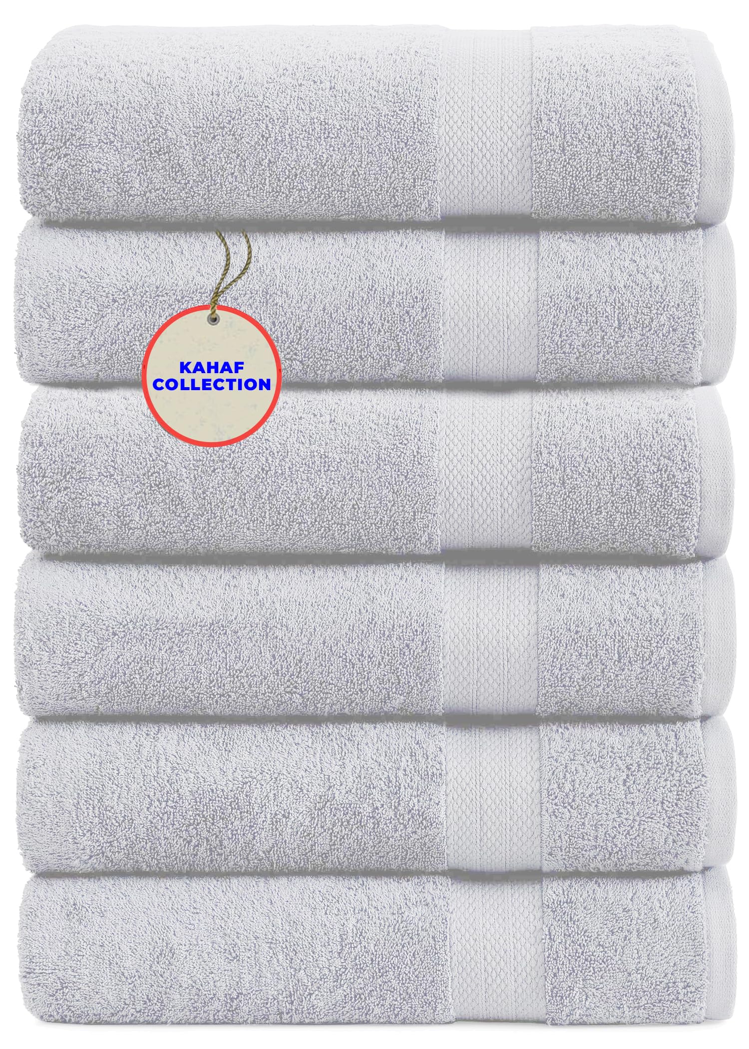 Photo 1 of KAHAF COLLECTION 100% Cotton Bath Towel Set, White 24x48 Pack of 6 Towels, Quick Dry, Highly Absorbent, Soft Feel Towel, Gym, Spa, Bathroom, Shower, Pool, Luxury Soft Towels Light-Weight