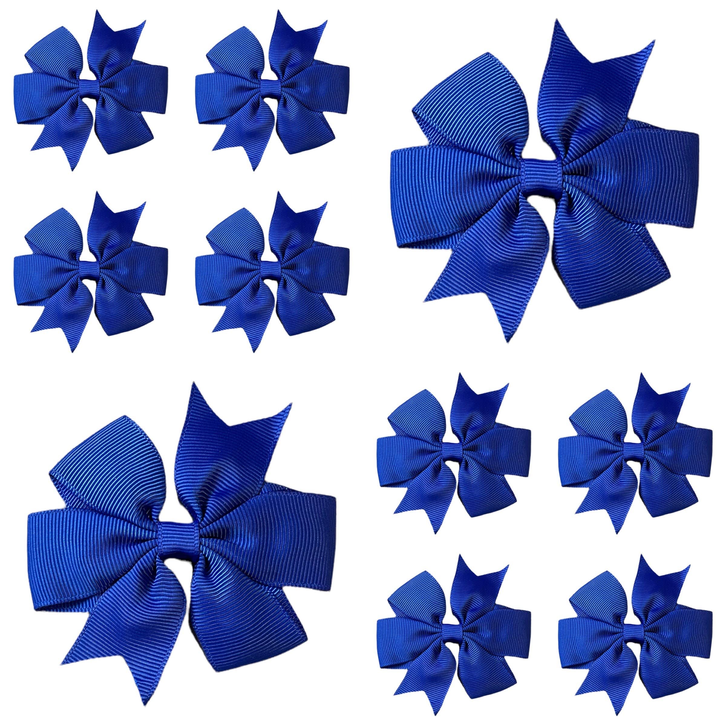 10pcs Dark Blue Hair Bows Clips Slides Grips 3" inch Pinwheel Solid Vibrant Colour Girls Hairbows