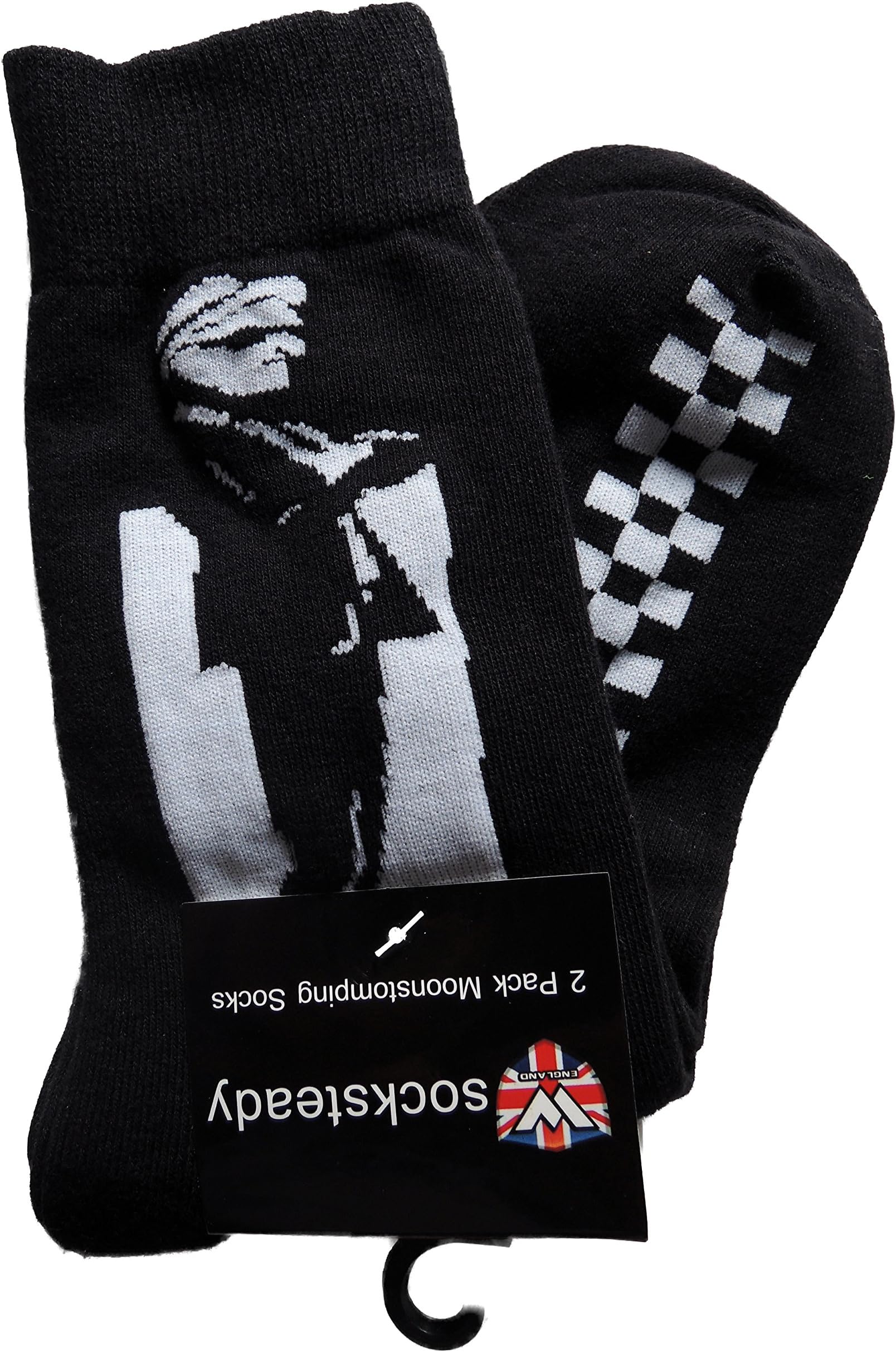 Warrior UK Pack 2 Pairs Moonstomping Ska Mod Man Black White Socks