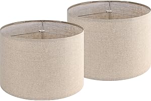 JERHOUS Large Lamp Shade Set of 2 Oatmeal Linen Drum Lampshade 16×16×11IN(Spider) Farmhouse Lampshade for Table Lamp & Floor Lamp - Replacement Lampshade