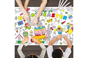 LUKTASTIC Easter Coloring Tablecloth for Kids, Easter Crafts Party Decorations, 72" x 30" Easter Coloring Table Cloth Paper Easter Giant Coloring Poster Banner Kids Gifts Art Activities Toys Classroom Holiday