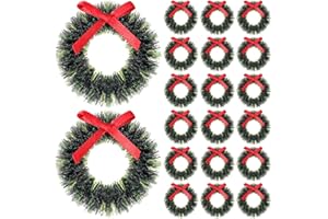 BESPORTBLE 20pcs Miniature Christmas Wreath Ornaments - Tiny Hanging Wreath Decor for Dollhouse, DIY Holiday Party Decoration