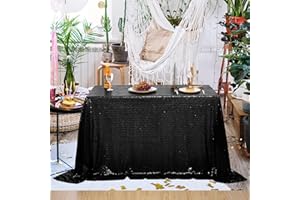 nanbowang Black Sequin Tablecloth Glitter Sparkly Iridescent Shimmer for Rectangle Table Cloth 50 X 50 Table Covers Decorations for Birthday Party Supplies Event Wedding Table Skirt Decor