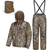 UIIHUNT Hunting Clothes for Men with Face Mask, Silent Waterproof Camo Jacket & Pants, Warm Hunting Suit for Cold Weather
