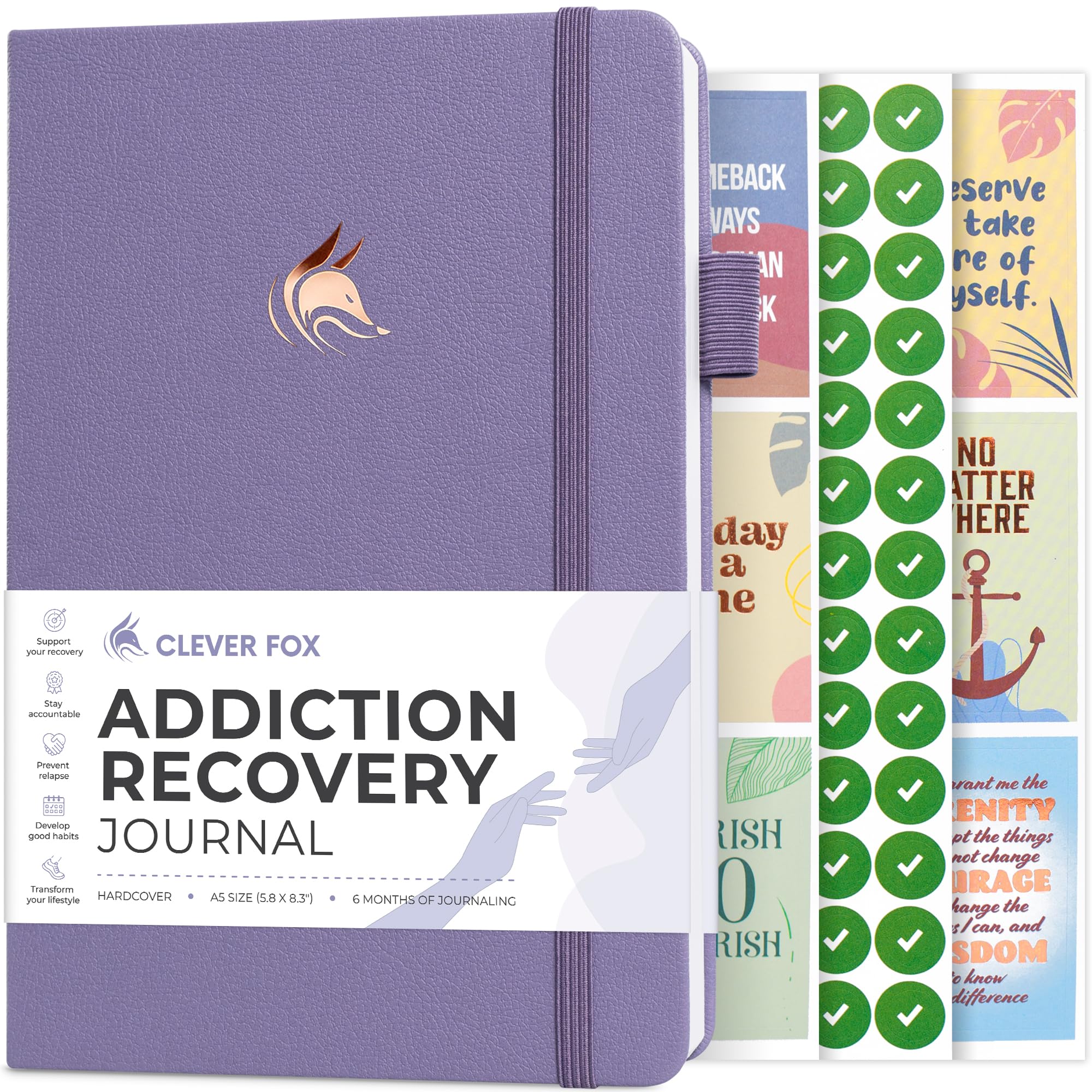Clever Fox Addiction Recovery Journal – Guided Sobriety Workbook for Alcohol, Drug, Gambling, Eating & Other Addictions – Daily Planner to Support Recovery Progress – A5 Size (Lavender)