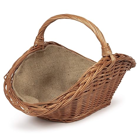 TYSK Design Holzkorb mit Jute - Kaminkorb/Korb für Kaminholz, geflochten aus Weide