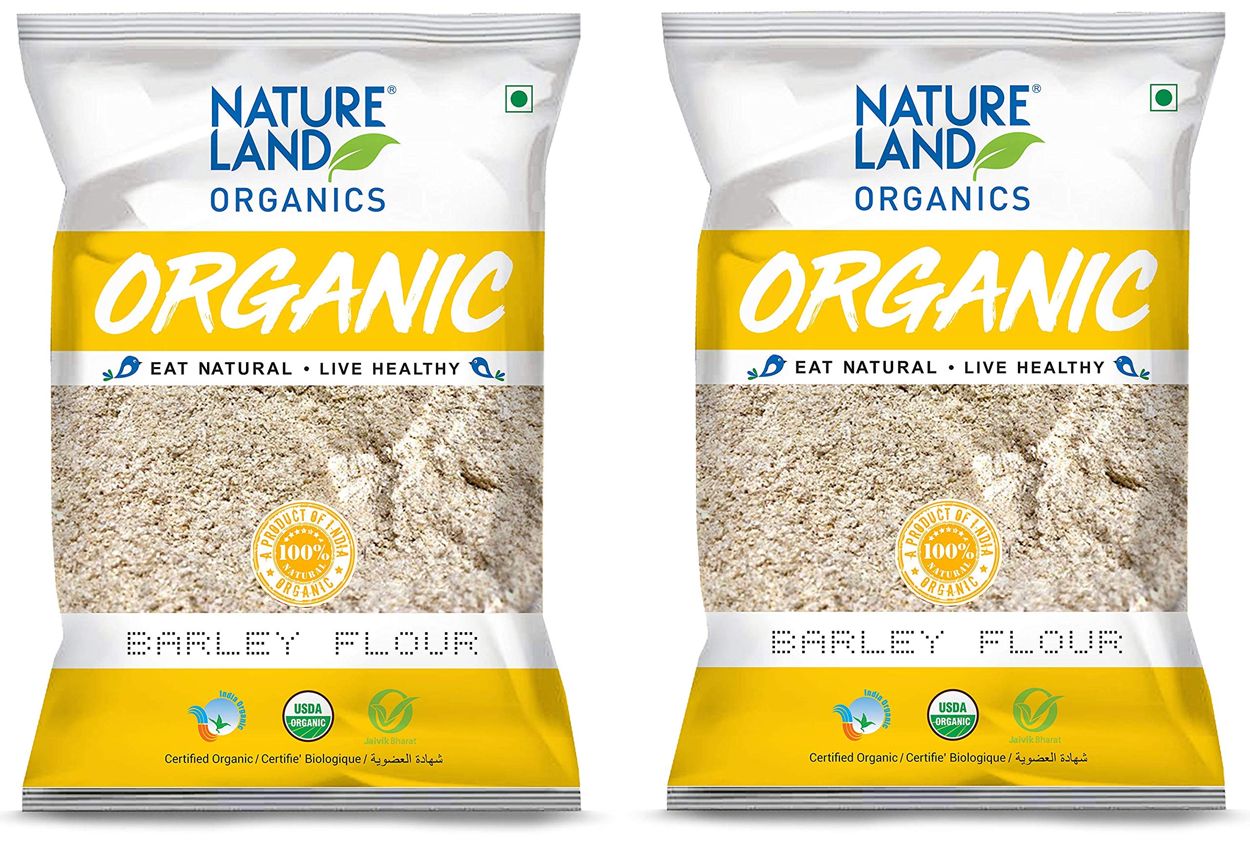 NATURELAND ORGANICS Barley Flour/Jau Flour 500 Gm - Healthy Organic Flour + Natureland Organic Barley Flour/Jau Flour 500 Gm (Pack of 5) - Healthy Organic Flour