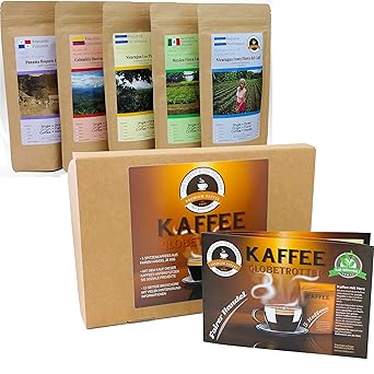 Kaffee Globetrotter - Kaffee Mit Herz Box - Gemahlen - für Kaffee-Filter-Maschine, Handfilter, Dripper, Tassenfilter - 5 Mal 