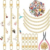 76 Pcs DIY Bag Charms Making Kit Decorative Purse Chains Bag Strap Extender 5 Chains 10 Lobster Claw Clasps 30 Jump Rings 30 Random Charms 1 Jewelry Plier for DIY Keychain Craft Gift Jewelry Making