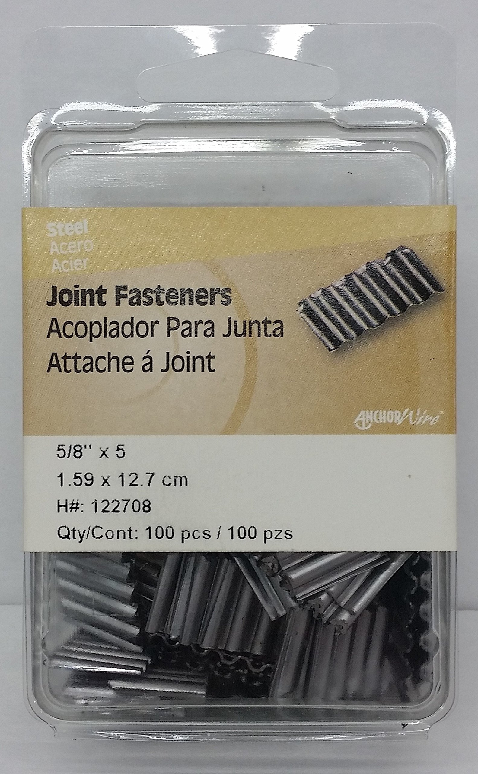 Hillman 122708 Bright Corrugated Joint Fastener 5/8" No. 5 Steel Card of 100, 100-Pack, 5/8 Inches