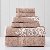 Modern Threads Artesia Damask 6-Piece 100% Combed Cotton Reversible Yarn Dyed Jacquard Towel Set Tuscay