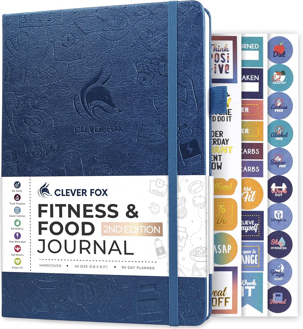 Clever Fox Fitness & Food Journal – Nutrition & Workout Planner (Mystic Blue)