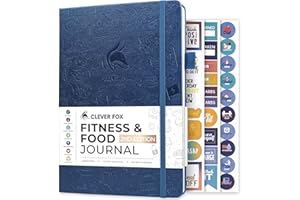 Clever Fox Fitness & Food Journal – Nutrition & Workout Planner for Women & Men – Diet & Gym Exercise Log Book with Calendars, Diet & Training Trackers - Undated, A5 Size, Hardcover (Mystic Blue)
