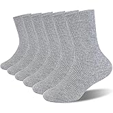 Saracat Age 3-11 Unisex Kids 100% Natural Cotton Socks, Soft Moisture Wicking Dress Crew Socks for Boys and Girls.