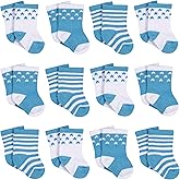 Onesies Brand Baby Boys' Jersey Crew Socks, Blue Stars, 6-12 Months