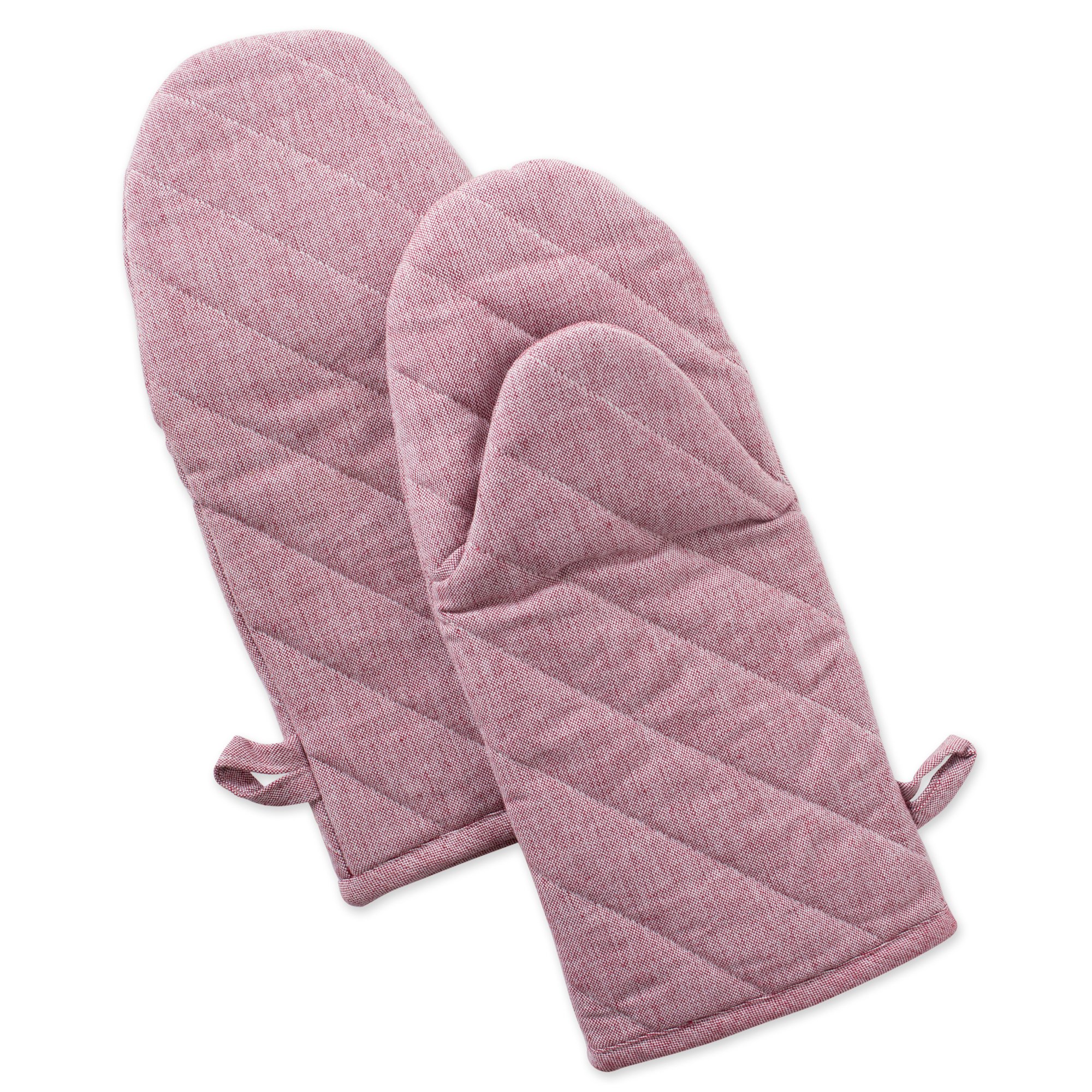 DII Solid Chambray Kitchen Set, Cotton, Rose, Oven Mitts