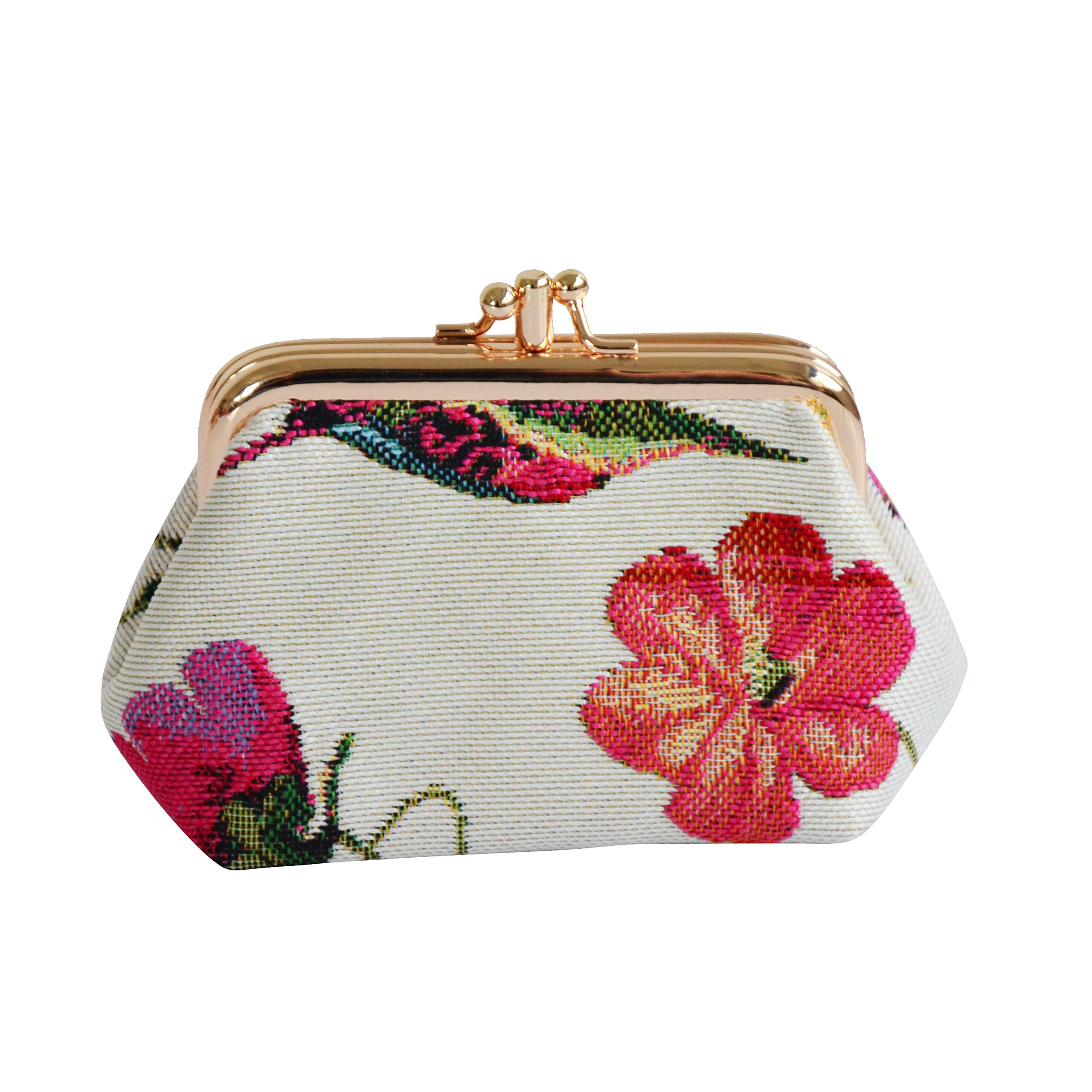 Signare Fashion Tapestry Double Clasp Metal Frame Purse (Hummingbird)