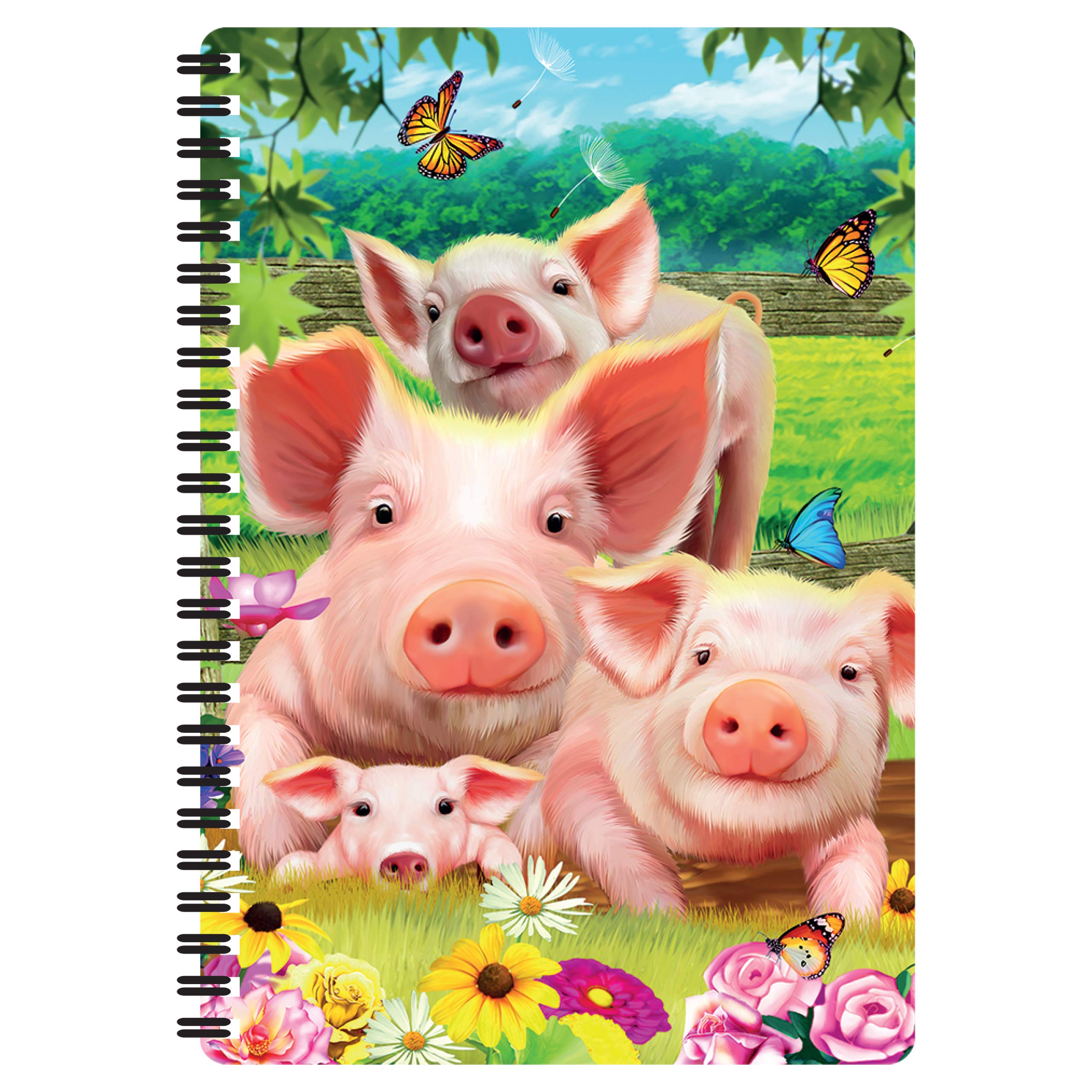 3D LiveLife A5 Notebook - Pig Pen from Deluxebase. Spiral Bound Lined Notebook with 80 Recycled Pages, 3D Pig Art Notebooks for Work, Gifts and School Supplies, (21 x 14.5 cm).