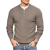 COOFANDY Men Henley Knit Sweater Dress Long Sleeve Button Pullover Sweater Casual Sweater Lightweight Slim Fit Tops