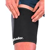 Mueller Sports Medicine Compression Thigh Sleeve for Men and Women, Leg Pain Relief Support, Ideal for Strains, Stiffness of Quads &amp; Hamstrings, Fits Right or Left, Black