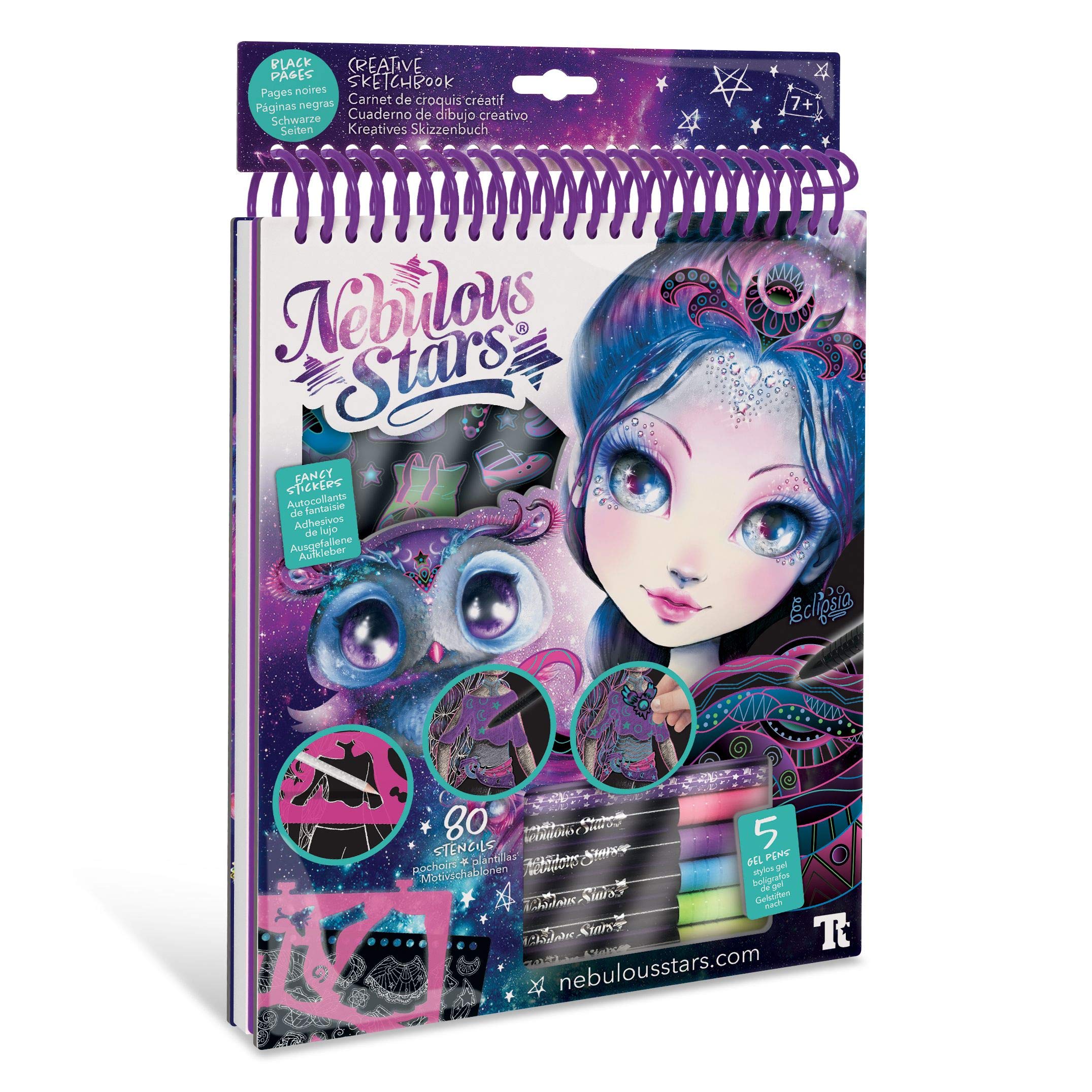 Nebulous Stars Zentangle Black Pages Creative Sketchbook - Eclipsia, Multi, NS11121