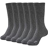 WANDER Men's Running Crew Socks 6 Pairs Cotton Athletic Socks for Men Cushion Performance Socks 8-12/12-15