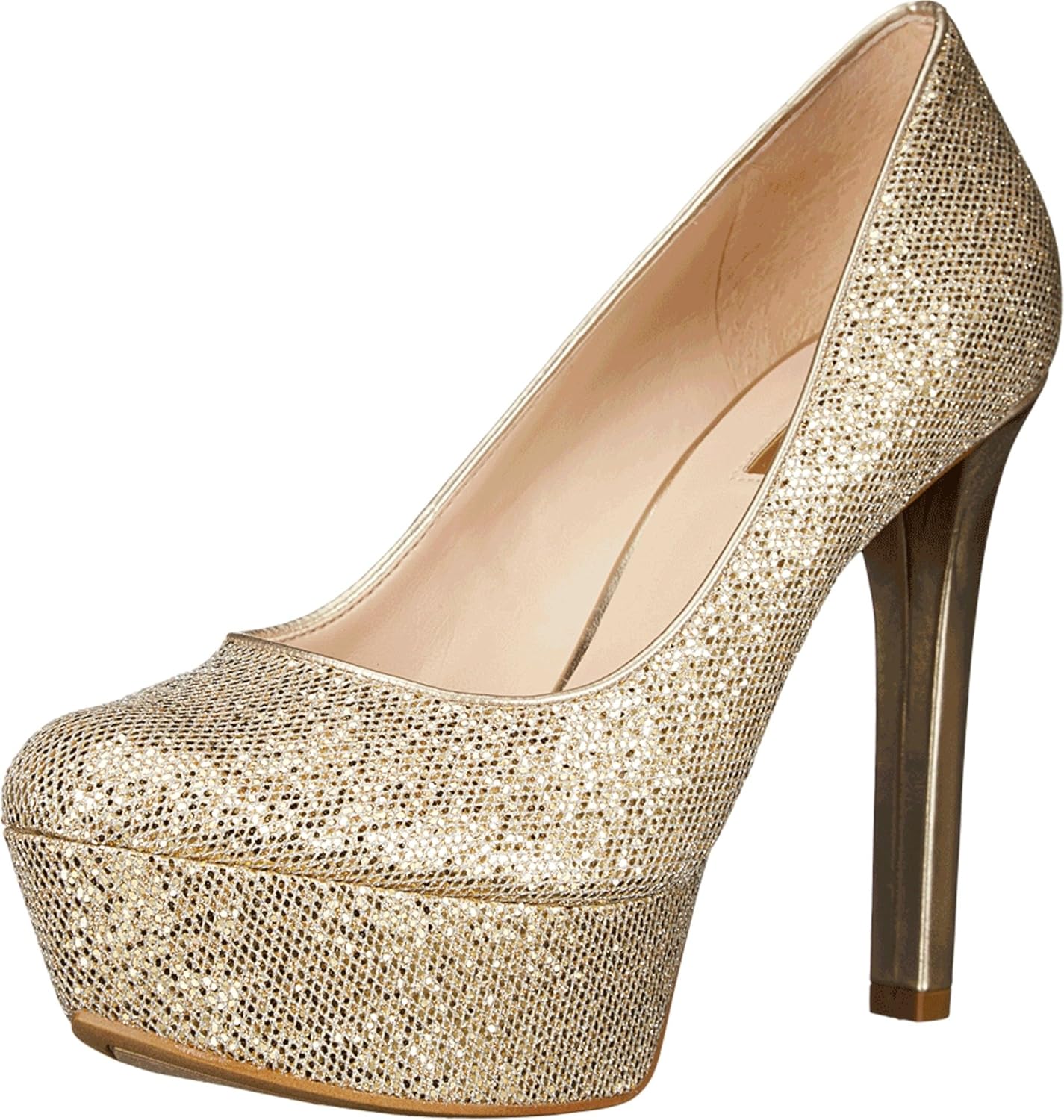 guess gold glitter heels