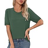 Bettysays Womens Short Sleeve Sweaters Summer Tops Crew Neck Hollow Out Pullover Shirt Lightweight Knit Sweaters