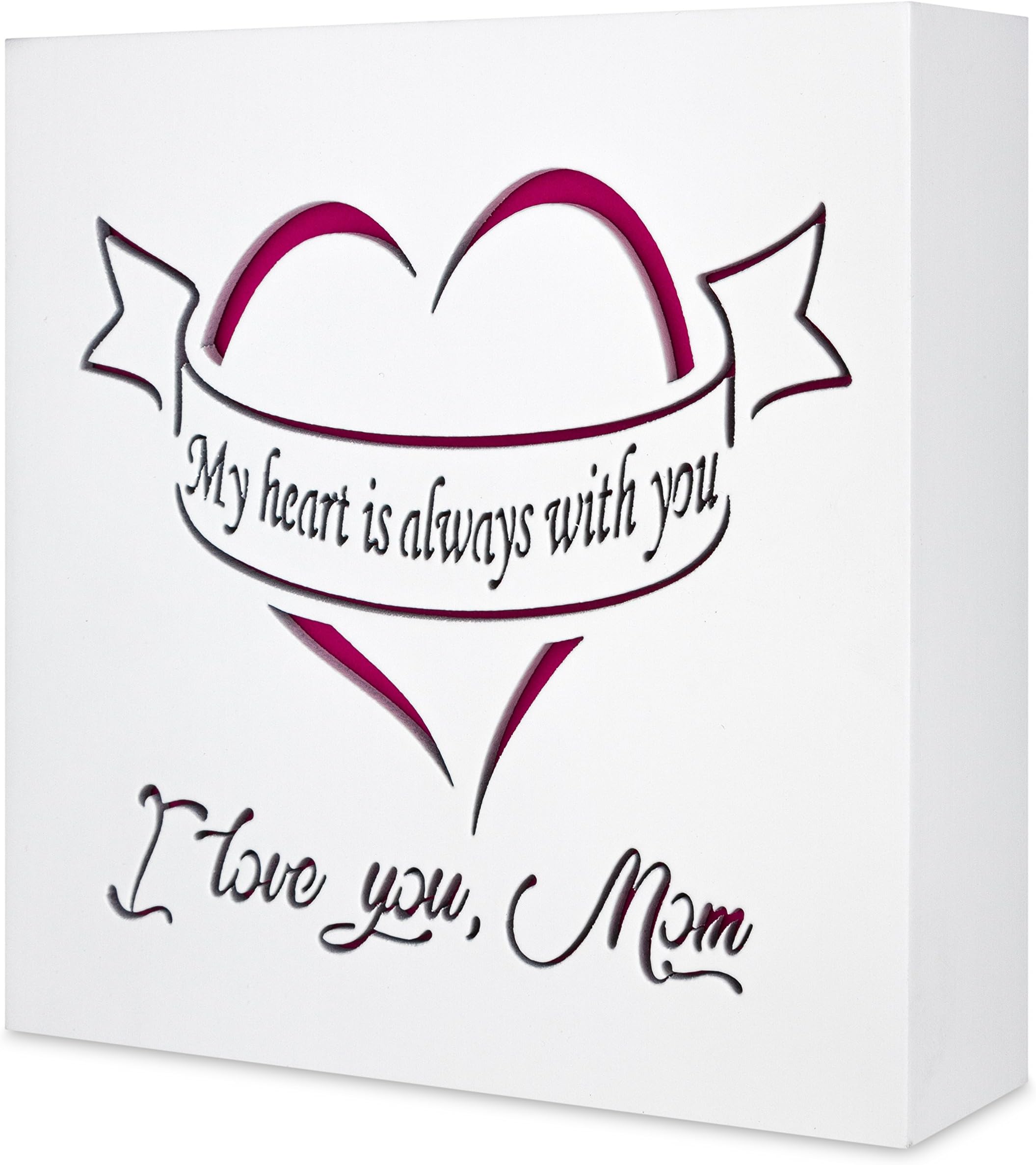 KAUZA I Love Mom Gifts Wood Wall Art Valentines Plaque