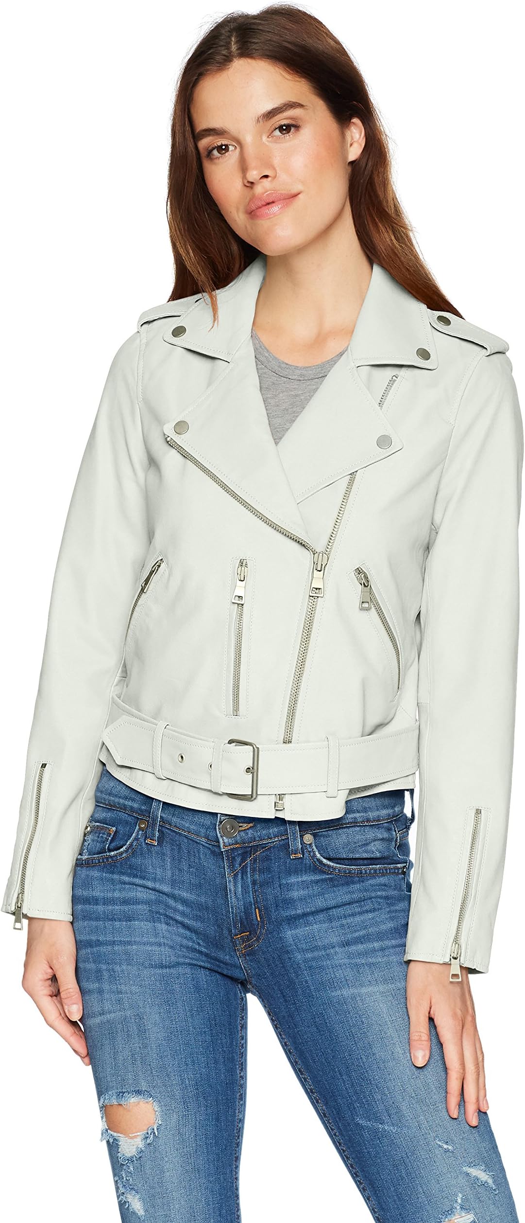 Bagatelle Women's Washed Leather Biker Jacket