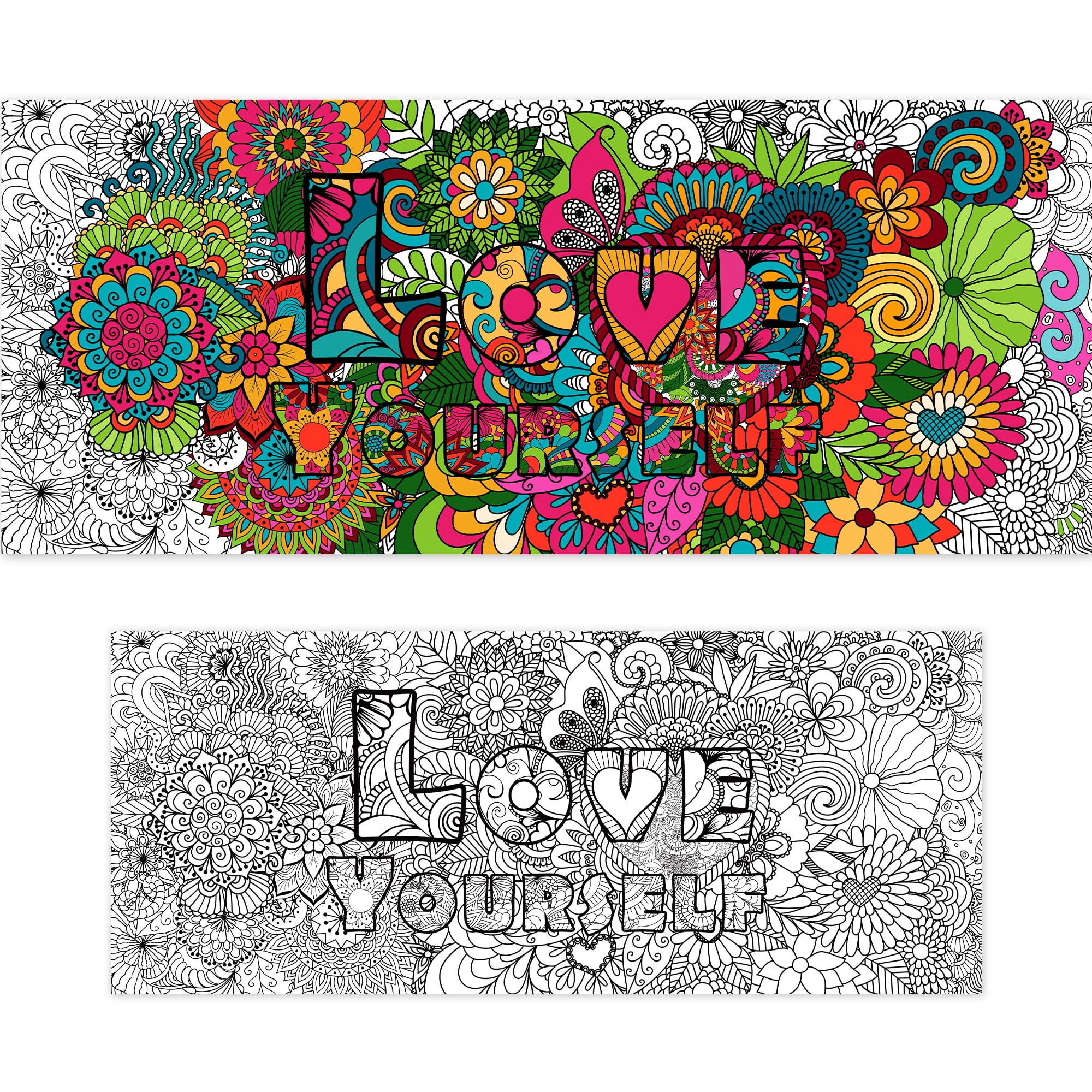 OHOME Mandala Giant Coloring Poster/Tablecloth - 30 x 72 Inch Jumbo Paper Coloring Banner for Adults Kids Teens Coloring Books Bulk Coloring Pages for Wall Craft Arts School Classroom Supplies