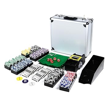 Pokerkoffer Deluxe Pokerset mit 600 Ocean Champion Chips mit Metallkern á 12 g viel Zubehör Kartenmischer Kunststoffkarten Ka