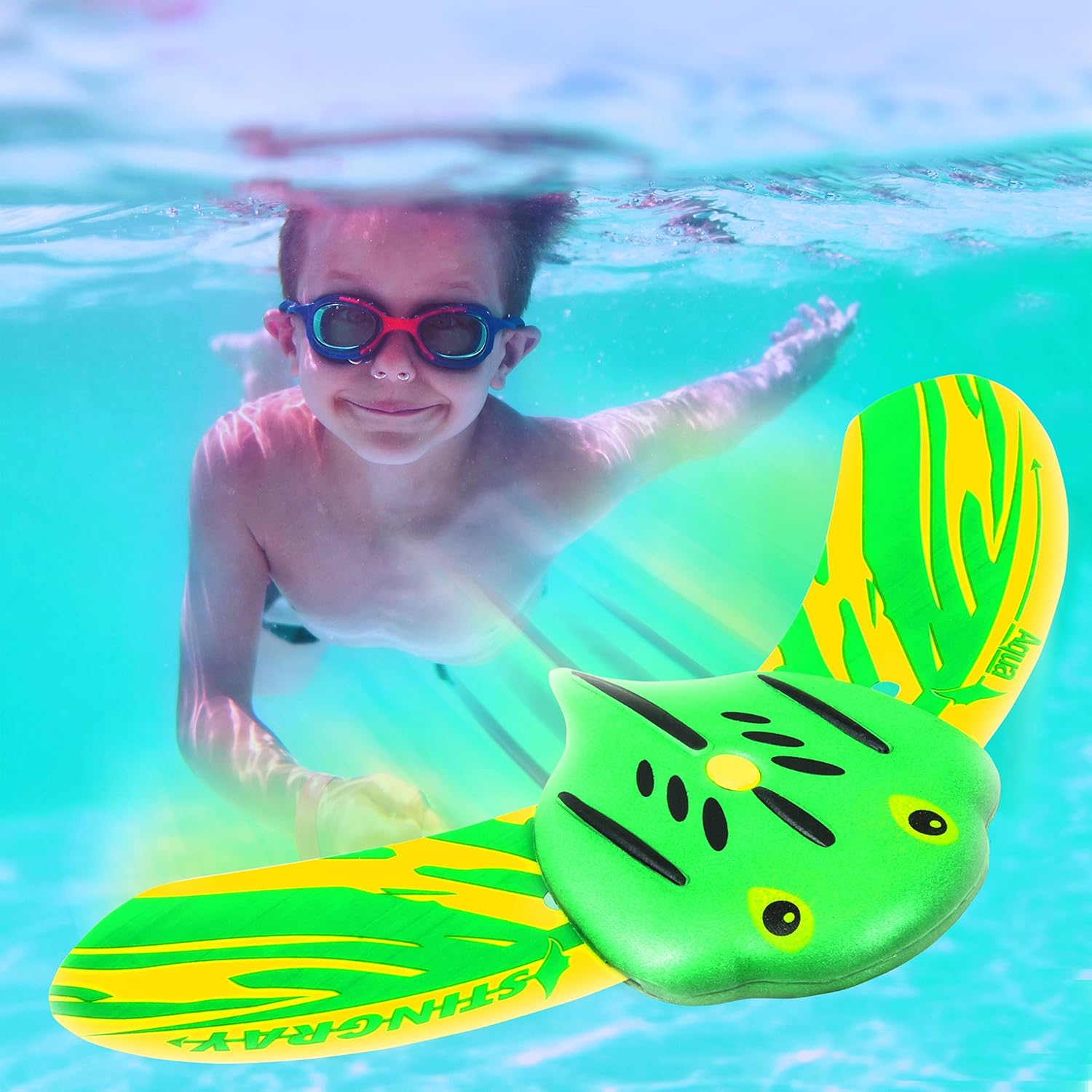 Aqua Mini Stingray Underwater Gliders (2 Pack), Self-Propelled, Adjustable Fins, Travels up to 40 Feet, Pool Game, Ages 5 and up (AQW12988): Toys & Games